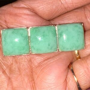 Vintage Green Triple Stone Women's Bar Pin - Unbranded